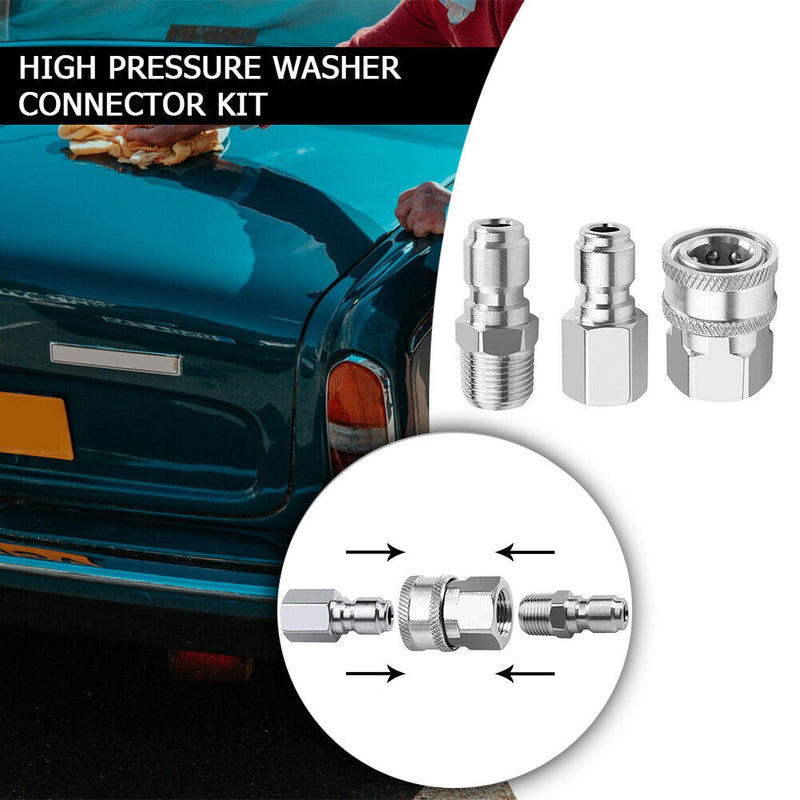 3pcs/set Stainless Steel 3/8 Quick Disconnect NPT Pressure Washer Adapters