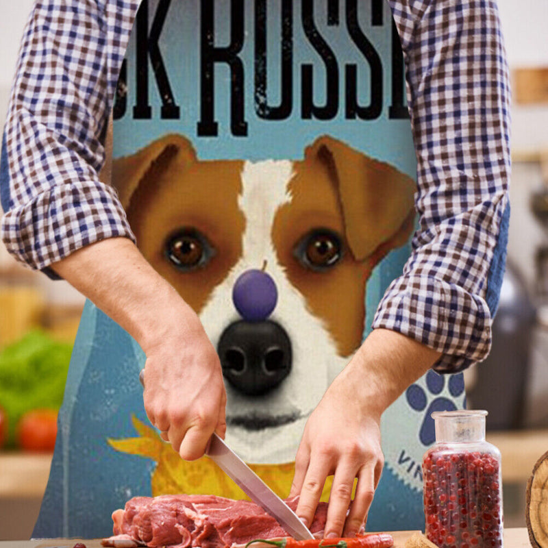 Scarf Dog Linen Kitchen Apron Household Waterproof Cooking Bibs (82x68cm)