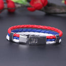 YouN Ball Game National Flag Leather Bracelets Weave Braided Wristband/UK