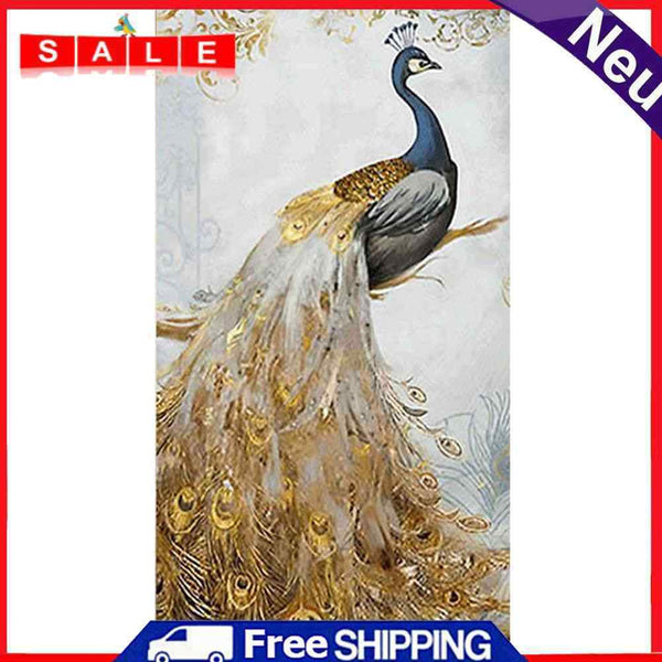 Golden Peacock Oil Paint By Numbers Kits Canvas Picture Wall Art DIY Craft Decor
