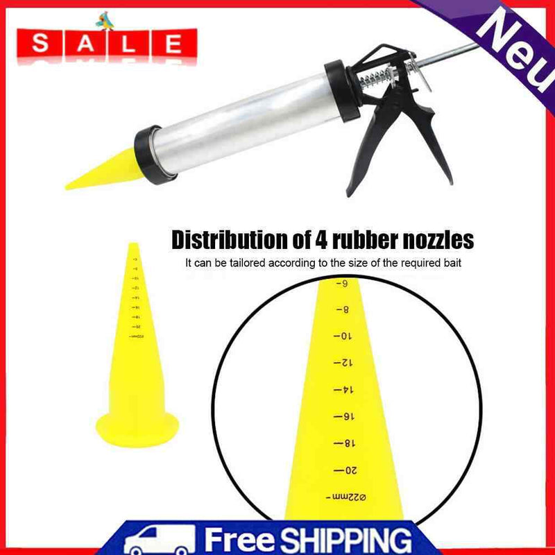 Carp Fishing Boilie Gun with 4pcs Spare Nozzles Sausage Bait Ball Making Tackle