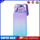 2L Water Bottle Straw Cup Time Marker Sports Drinking Fitness Jugs (Purple)