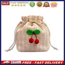 Casual Women Cherry Handmade Straw Shoulder Bag Woven Drawstring Crossbody Bag