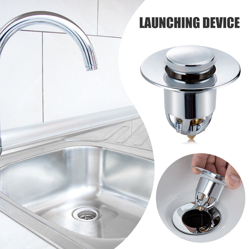 Push-Type Wash Basin Plug Stainless Steel Sink Stoppers Drain Filter Plugs Newly
