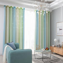Gradient Hollow Star Curtain Bedroom Full Blackout Window Drapes (Green)