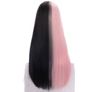 Goth Style Hair Lolita Black&pink Wig Double Color Toupee Long Straight Hair
