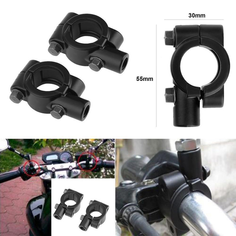 2pcs Universal Motorcycle Handlebar Mirror Mounts M10x22mm Aluminum Clamps Newly