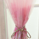 Offset Printing Sheer Curtain Yarn Tulle Window Screen Voile Panel(Pink)