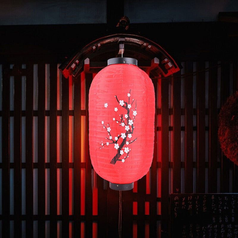 Plum Long Cloth Lampion Blossom Sushi Restaurant Hanging Lantern Lamp (Red)