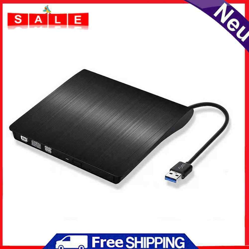 USB 3.0 External DVD CD Burner Plug and Play Laptop Desktop PC Accessory Black