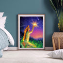 5D DIY diamond painting full circle diamond girl and light (w734)