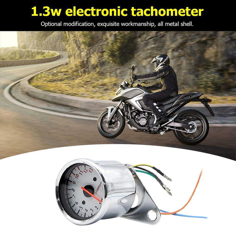 Retro Motorcycle Tachometer 0-13000 Tach RPM Gauge Rev Counter Universal DC