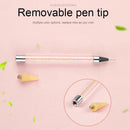 Dual Heads Dotting Wax Pen Point Drill Picker Nail Art Stud Dotter (Yellow)