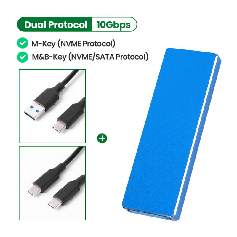 Dual Protocol M2 SSD Case 10Gbps Hard Drive Enclosure Disk Box M.2 to USB 3.1