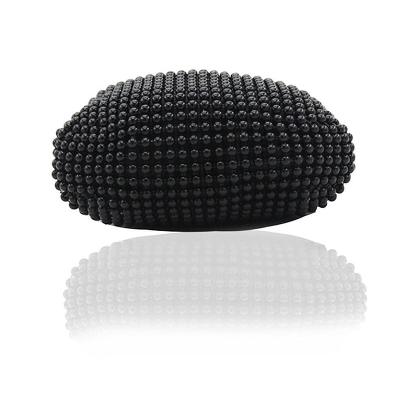 Women Metal Evening Clutch Bags Fashion Rhinestone Purse Handbag (Black)