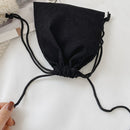 Fashion Corduroy Drawstring Bag Women Phone Purse Shoulder Messenger Mini Clutch