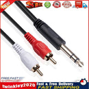 2 RCA to 1/4 inch 6.35mm TRS Stereo Audio Cable Male to Male 1.5m/4.9ft Newly