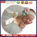 2pcs/set Baby Flower Hairband Bowknot Tutu Skirt Girls Photo Props (0-1M)