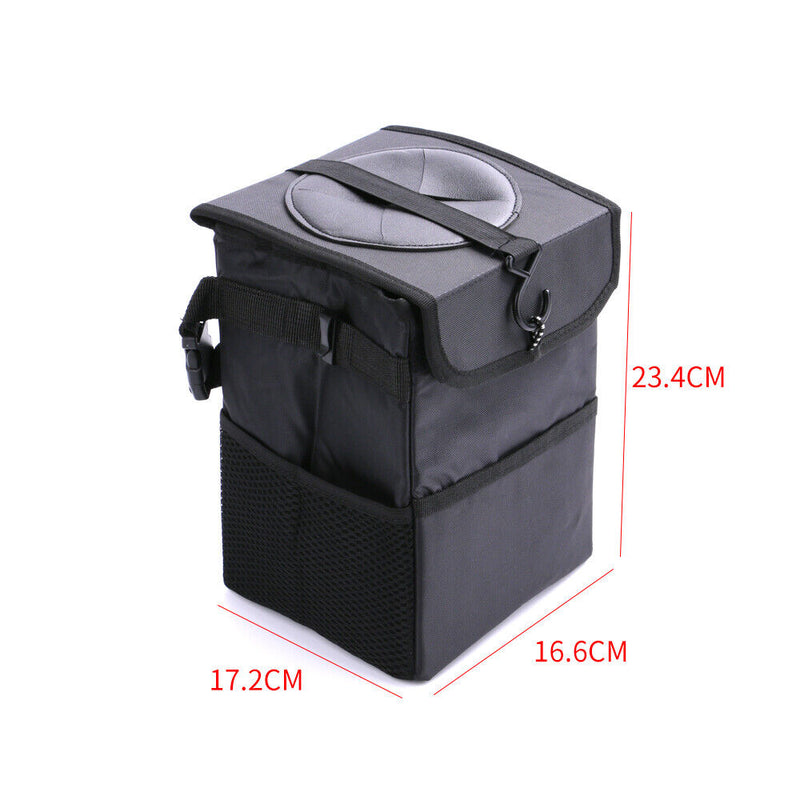 Portable Car Trash Can Garbage Bin Bag Organizer for Vehicles Waterproof Black