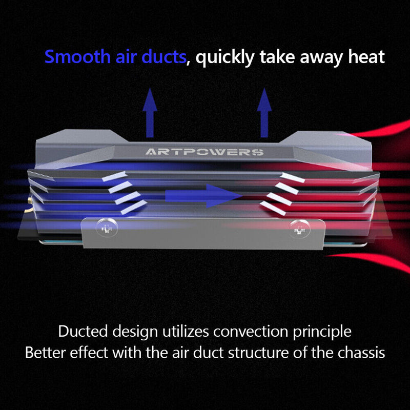 SSD Heatsink Cooler Aluminum M.2 2280 NVME Solid State Disk Radiator (Gray)
