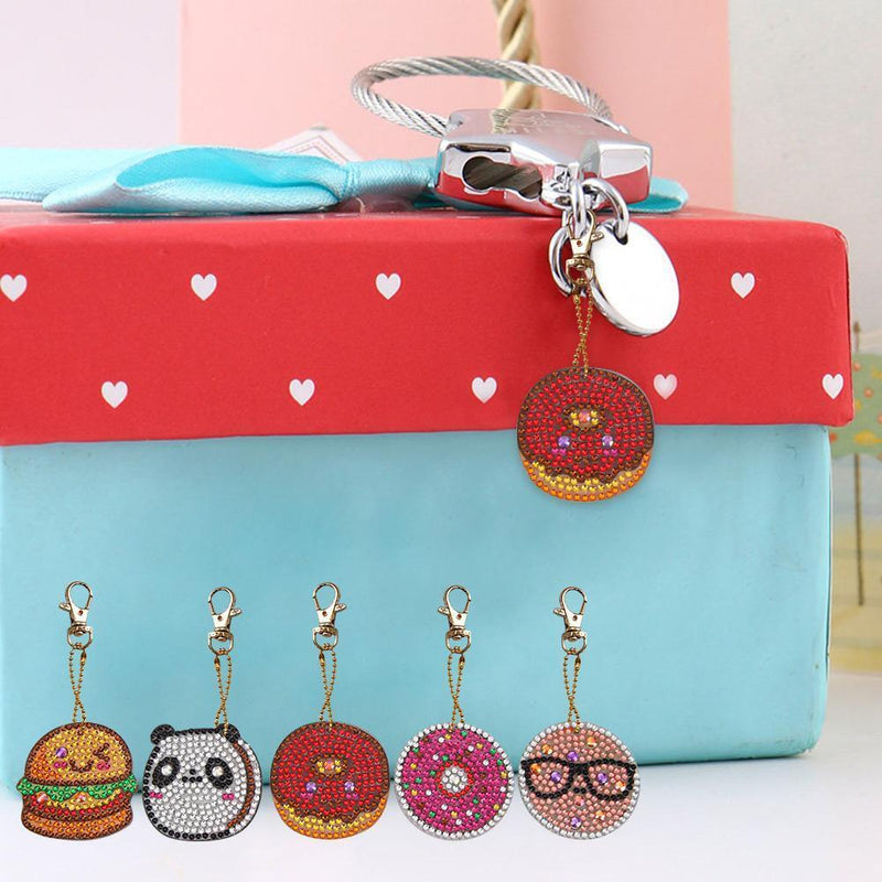 5pcs DIY Full Drill Special Diamond Painting Keychain Donuts Pendant Gift Newly