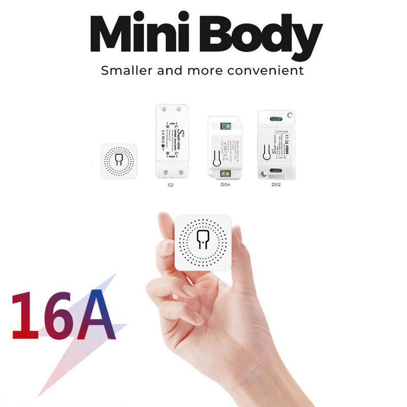 Mini WiFi Smart Switch DIY 16A 2-Way Light Relay Smart Life App Voice Control