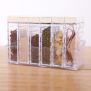 6pcs Transparent Seasoning Jar Spice Salt Pepper Powder Storage Box Kitchen T