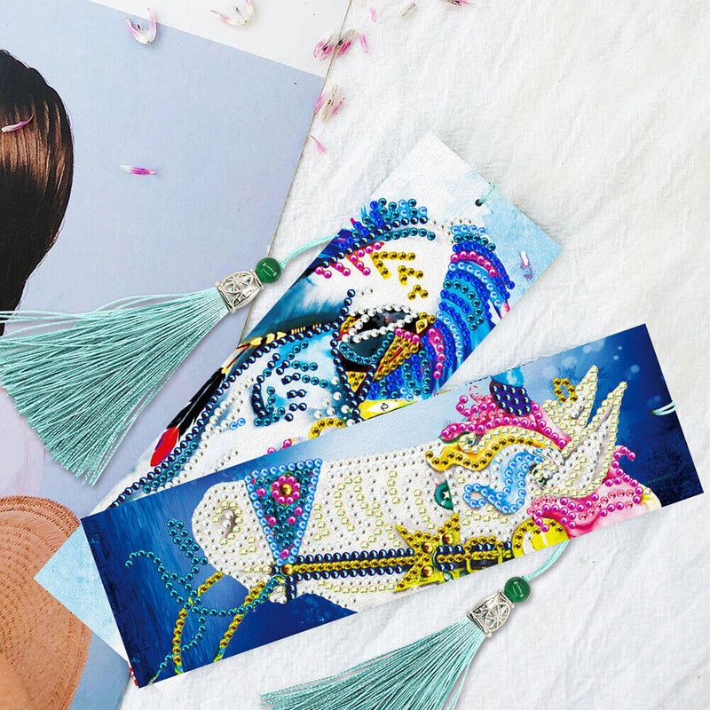 2pcs 5D Special Shaped Diamond Painting Bookmark Tassel Book Marks DIY Craft