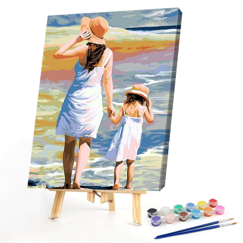 Digital Painting By Numbers Drawing DIY Mother Son Oil Picture Craft Home Dec