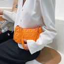 Retro Women Embossed Geometric PU Underarm Shoulder Bag Handbags (Orange)