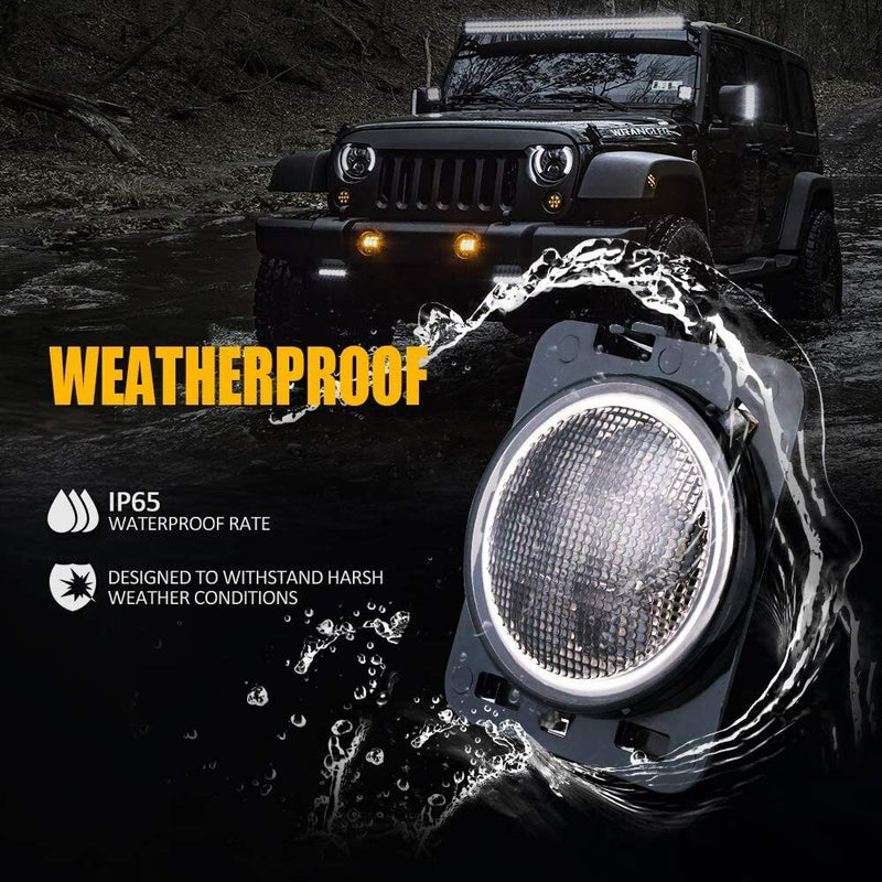 Front Fender LED Side Marker Lights Clear Lens for 07-18 Jeep Wrangler JK Sport