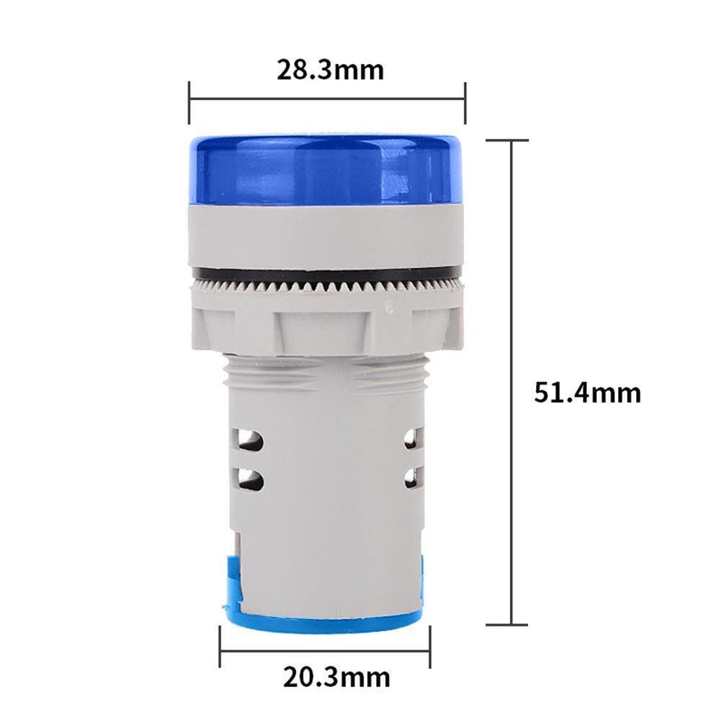 6-100V DC Digital Voltmeter Indicator LED Lamp Round Signal Light (Blue)