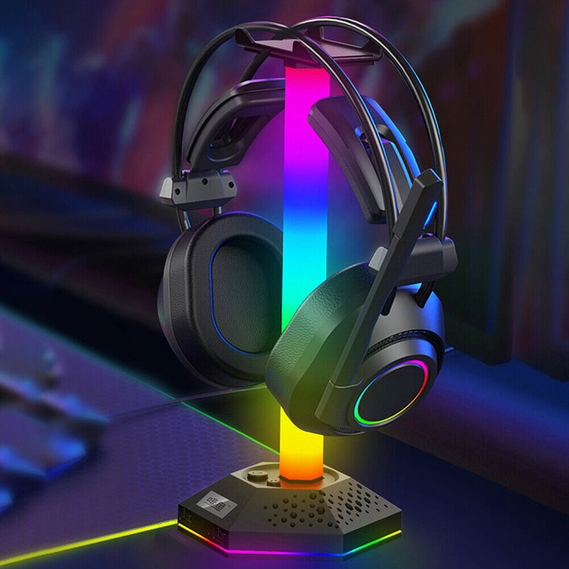 RGB Gaming Headphone Stand Headphones Hanger Dual USB2.0 Expansion Interface