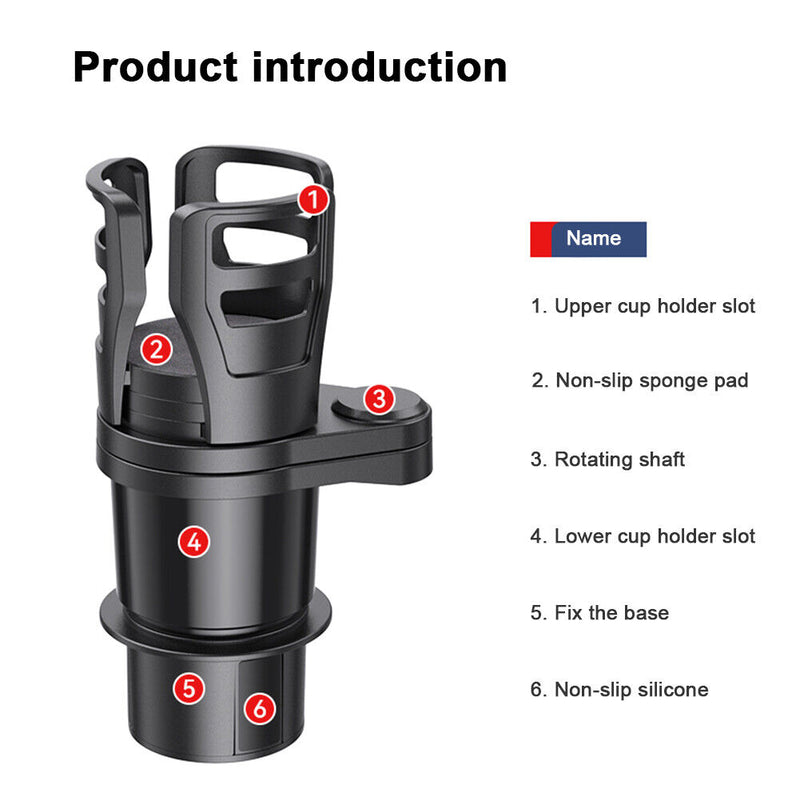 Shunwei Car Dual Cup Holder Adjustable Phone Bracket Drink Bottle Storage Newly