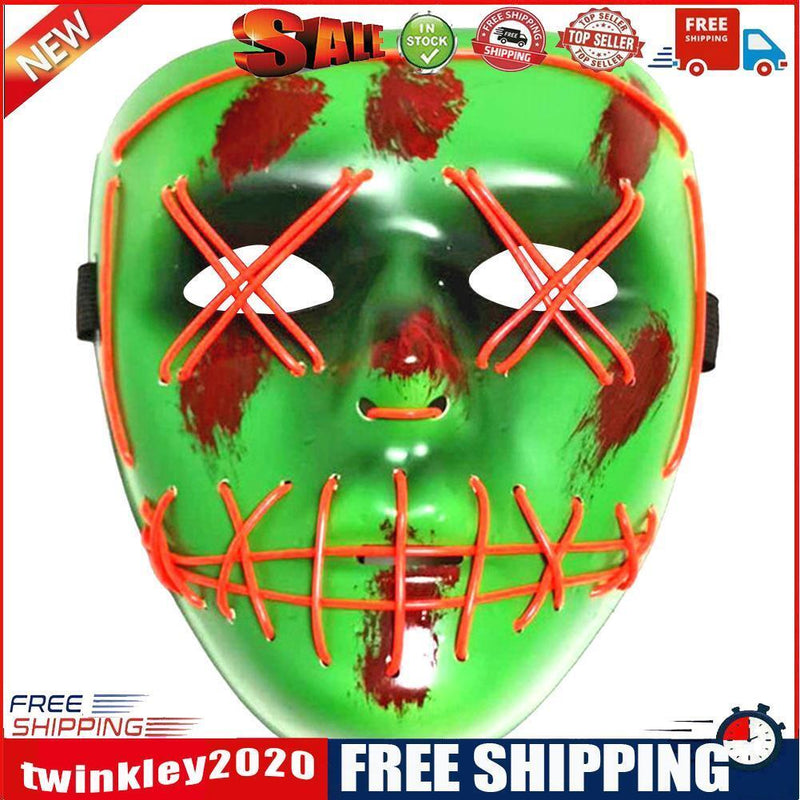 EL Luminous Glowing Masks Halloween Masquerade Makeup Party Decor (Red)