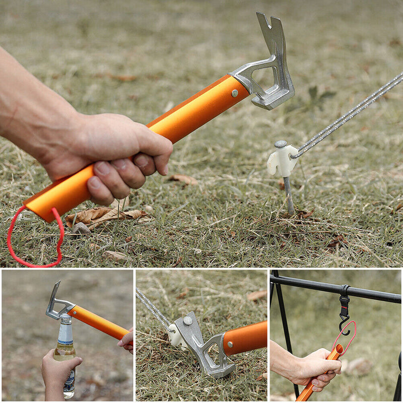 Outdoor Camping Tent Hammer Stainless Steel Tent Nail Puller Tent Peg Extractor