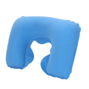 PVC U-Shaped Inflatable Air Pillows Portable Break Neck Pillow (Sky Blue) Newly