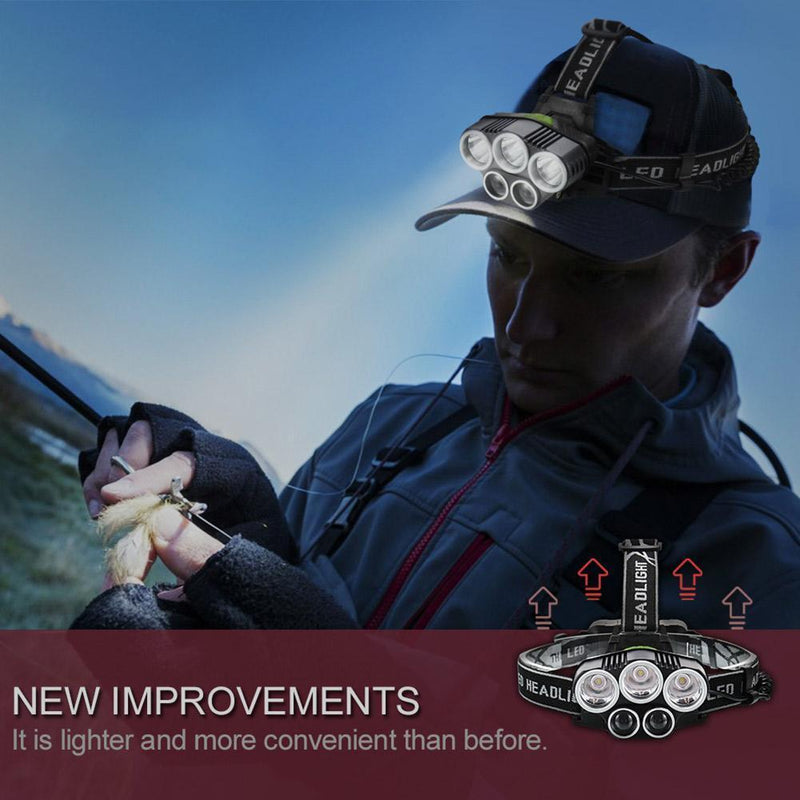 2x XPE+3x T6 LED Head Lamp 1500LM Waterproof Headlight Glare Torch Flashlight