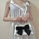 Retro Pleated PU Leather Bowknot Tote Bag Women Contrast Color Small Handbags