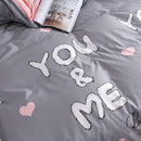 4pcs Cotton Simple Printing Duvet Quilt Cover Bed Sheet Pillowcase Set Beddin