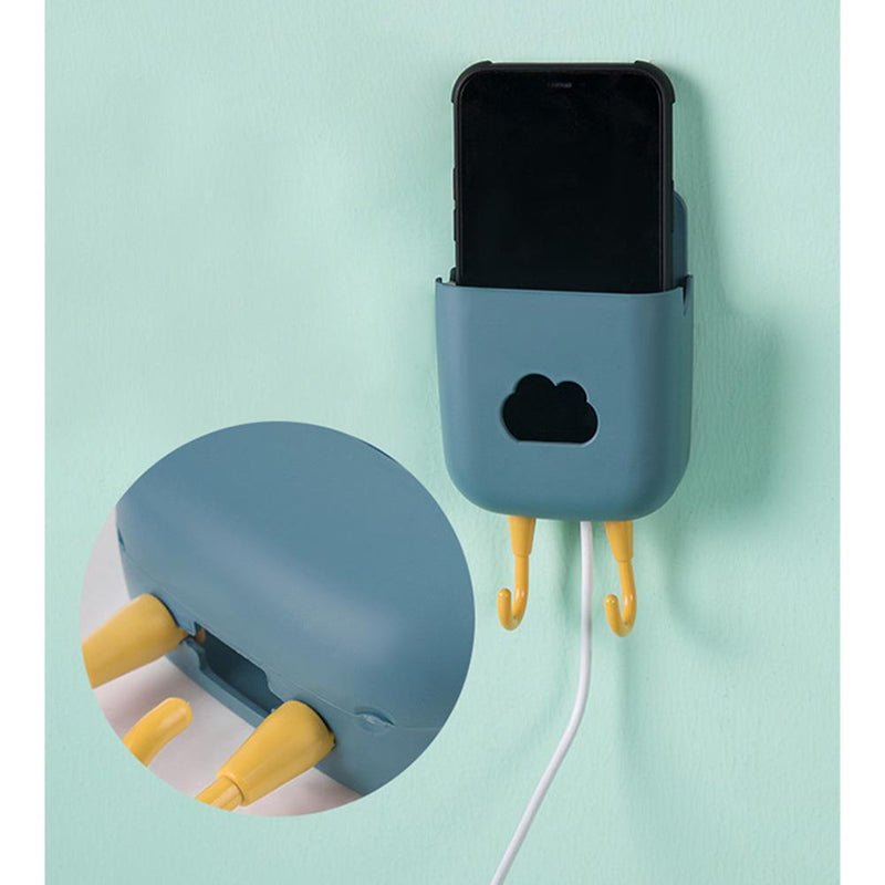 Phone Wall Mounted Holder Detachable Hook Plug Charging Organizer (Green)