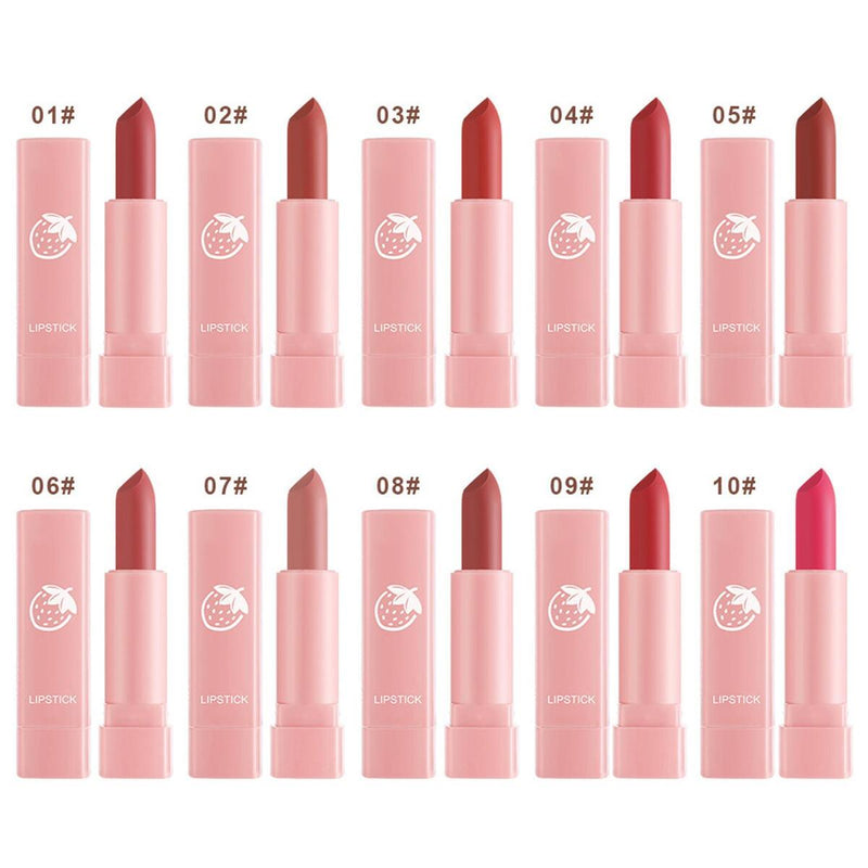 10 Pink Cute Mini Lipstick Gift Box Set Small Sample Small Lipstick Fruit~