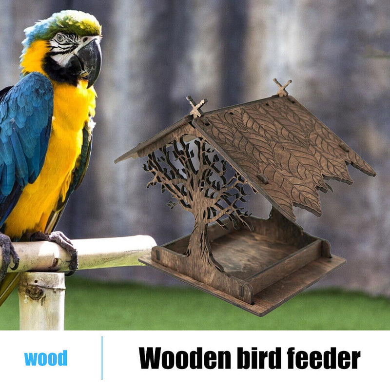 Wooden Bird Feeder Nest Outdoor Tree Branches Carving Hang Birdhouse (B)