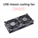 USB Quiet Heat Cooling Dual Cooler Fan for Wireless Router Set-Top Box Heatsink