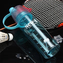 Plastic Spray Cool Summer Sport Water Bottle Portable Drink Kettle (Blue) Newly