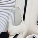 Women Solid Color Nylon Tote Bag Crescent Zipper Top-handle Bag (White)