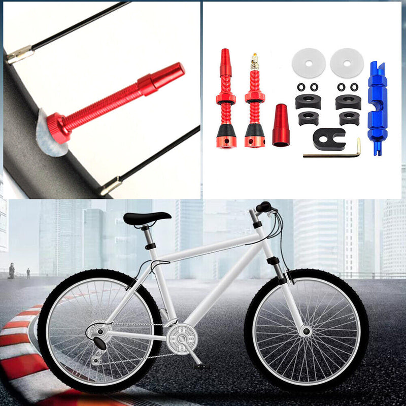 Bike Tubeless Presta Valve Set Bike CNC Machined Anodized Tool (44mm Red) Newly