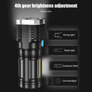 4 LED+COB Beads Flashlight for Outdoor Hiking Camping Rechargeable USB Portable