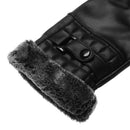 Men Windproof Thicken Warm Leather Mittens Touch Screen Gloves Faux Fur Gloves