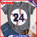 Letter Print Round Neck Tea (Dark Grey) T-Shirt (M)